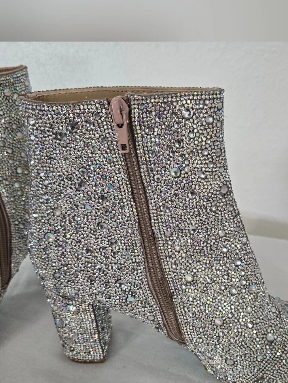 Betsey Johnson Cady Dazzling Silver Rhinestone Ankle Boots Rodeo Party, size 9M